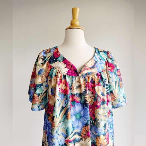 VINTAGE Just For Women Floral Muumuu Best Fit S-L - Picture 3 of 13